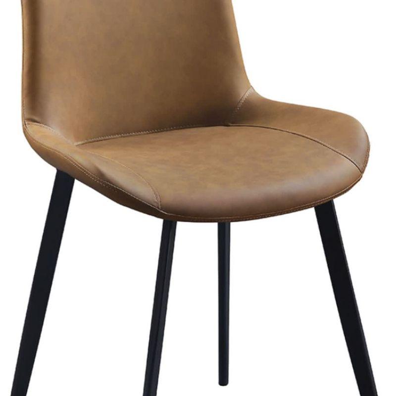 Abiram 21" Dining Chairs Brown - Acme Furniture: Upholstered Side, Kitchen, Metal Frame, Leather Textile