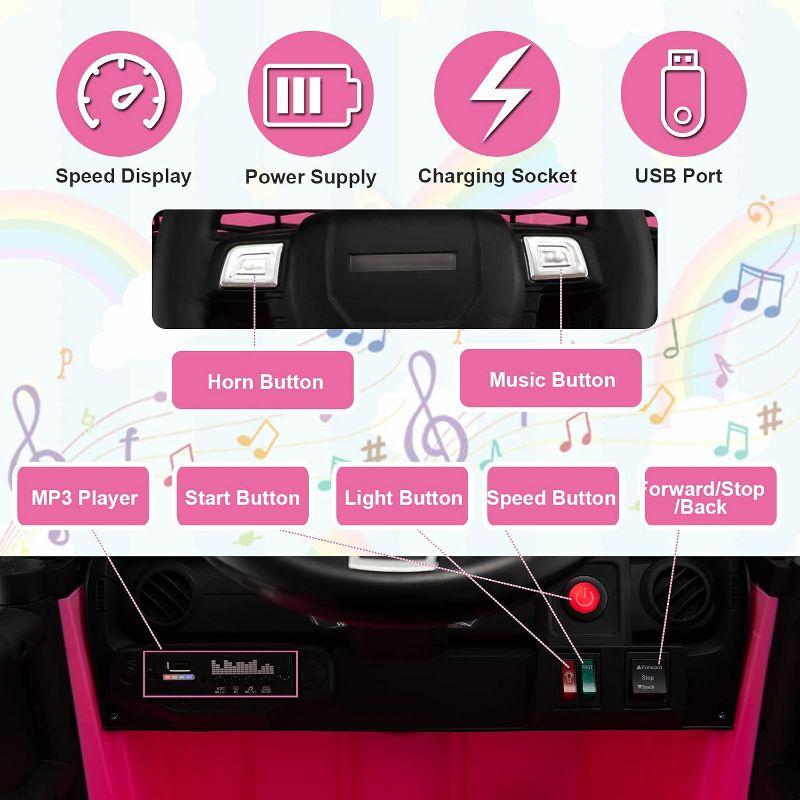 Costway 12V Kids Ride On Car Electric Vehicle Jeep with Parental Remote Music Horn Headlights Slow Start Function Pink