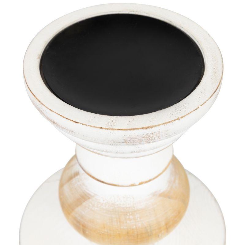 Northlight Wooden Pedestal Pillar Candle Holder - 5.5" - Brushed White