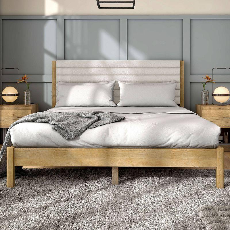 HOMES: Inside + Out Queen Belna Platform Bed with Boucle Upholstery Natural