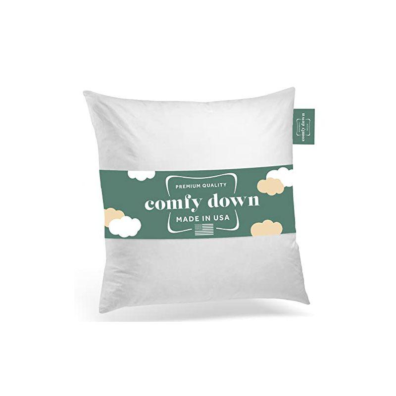 ComfyDown Decorative Throw Pillow Insert Down 100% Cotton Cover 233 Thread Count Square Pillow Insert