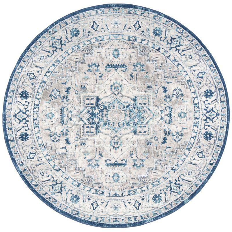 Brentwood BNT851 Power Loomed Indoor Area Rug - Light Grey/Blue - 6'7" Round - Safavieh