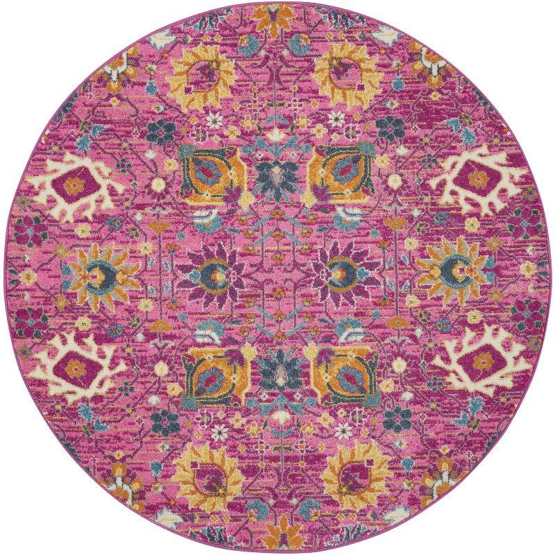 Nourison Passion Bohemian Indoor Rug Fuchsia 5' x Round