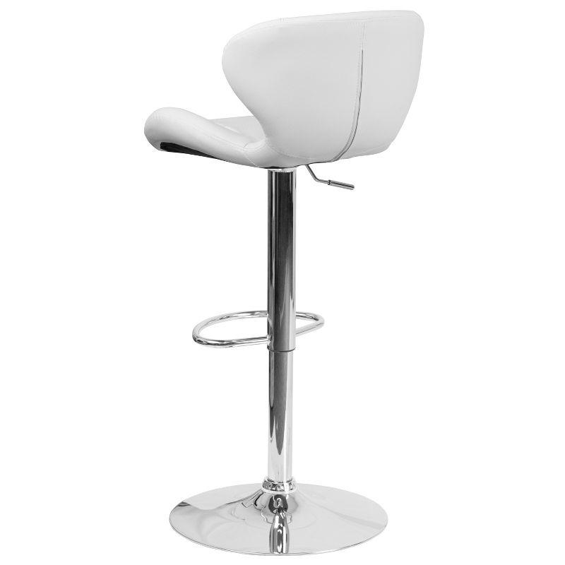 Flash Furniture Contemporary White Vinyl Adjustable Height Barstool with Curved Back and Chrome Base