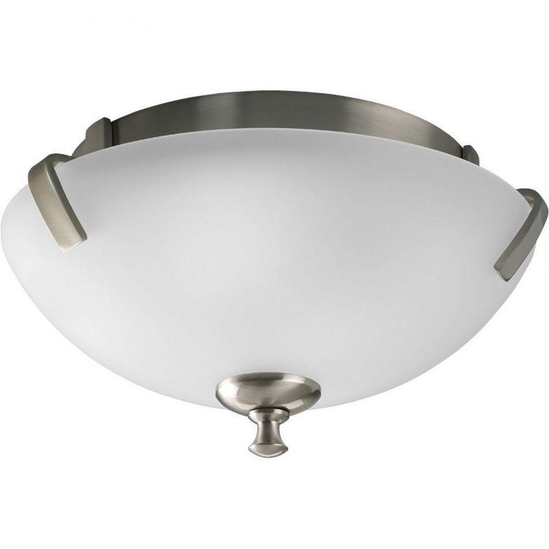 Progress Lighting Wisten 2-Light Flush Mount Ceiling Light, Brushed Nickel, Etched Glass