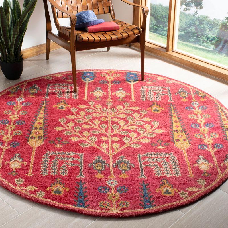 Heritage HG418 Hand Tufted Area Rug - Red/Multi - 6' Round - Safavieh.
