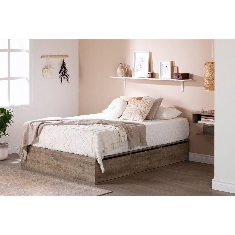 Weathered Oak Queen 6-Drawer Platform Bed with Storage