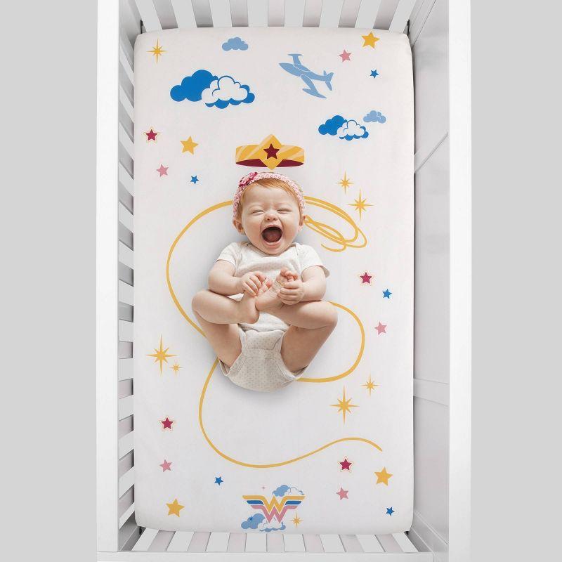 Warner Bros. Wonder Woman Photo Op Nursery Fitted Crib Sheet - White