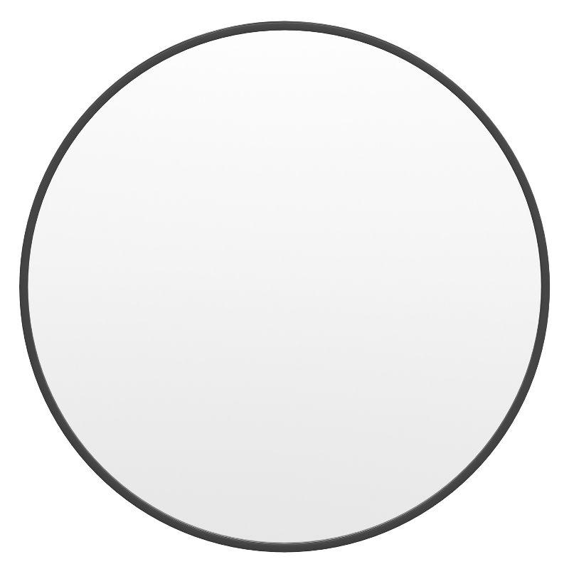 Merrick Lane 30" Round Accent Wall Mirror in Black with Metal Frame for Bathroom, Vanity, Entryway, Dining Room, & Living Room