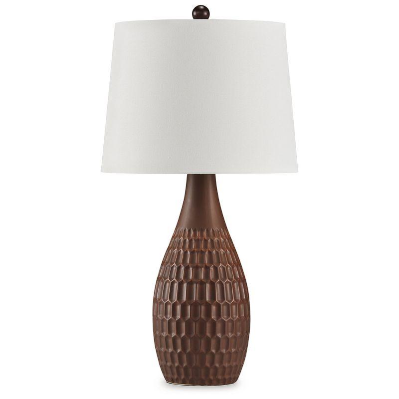 Signature Design by Ashley Cartford Ceramic Table Lamp (Set of 2), Reddish Brown