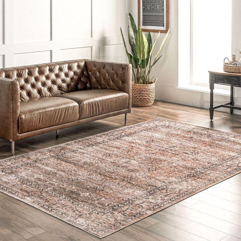 Lauren Liess x Rugs USA Myrtle Vintage Machine Washable Beige/Brown/Black Area Rug