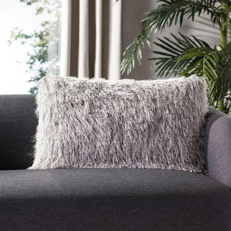 Shag Modish Metallic Pillow - Metallic Silver - 14"X24" - Safavieh