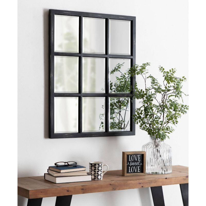 26" x 32" Hogan Windowpane Wall Mirror Black - Kate & Laurel All Things Decor: Modern Rectangular, No Assembly, Wood Frame