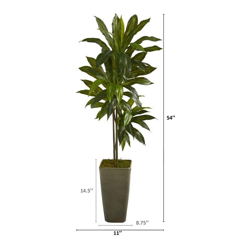 Nearly Natural 4.5-ft Dracaena Artificial Plant in Green Planter (Real Touch)