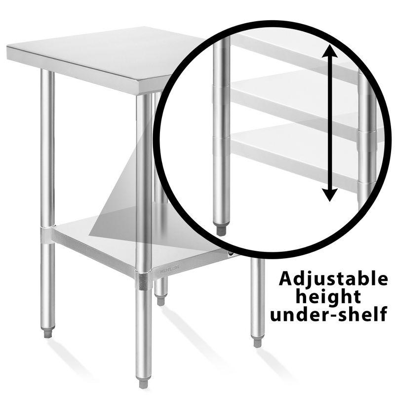 KUTLER Stainless Steel Table for Work and Prep, NSF Heavy Duty Commercial Kitchen Table for Restaurant