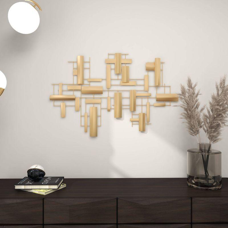 CosmoLiving by Cosmopolitan Gold Metal 3D Stripe Geometric Wall Decor