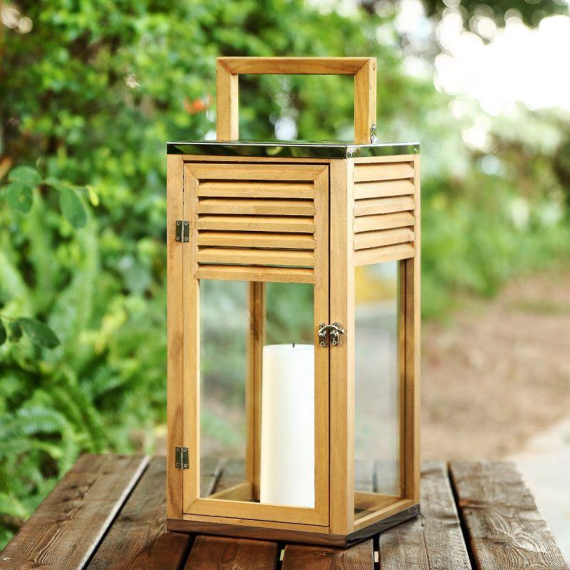 Alenna 21.25" Light Brown Wood Outdoor Lantern