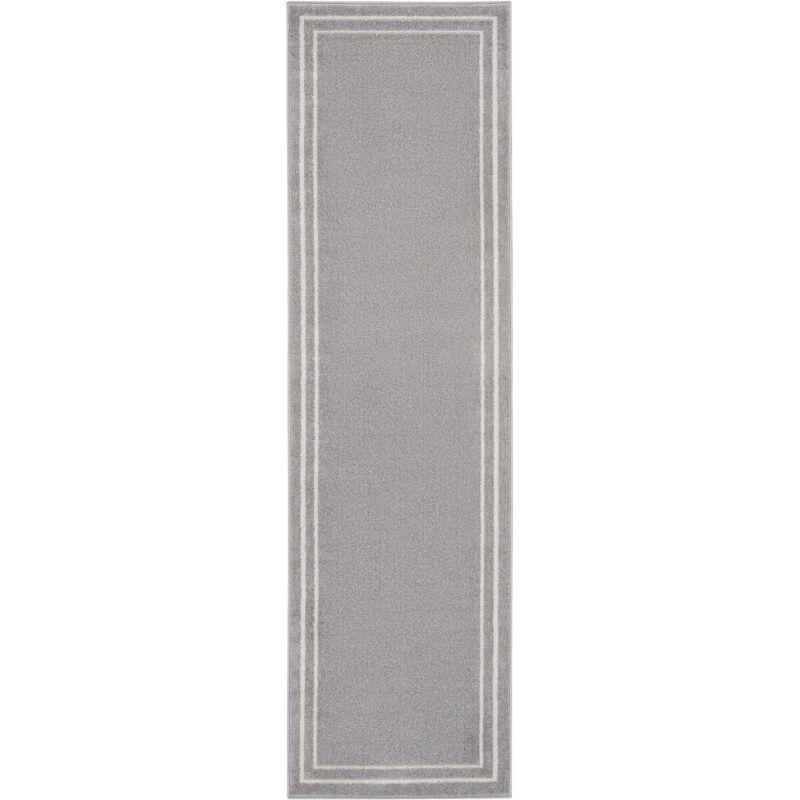 Nourison Essentials 2'2" x 7'6 Grey/Ivory Contemporary Indoor/Outdoor Rug