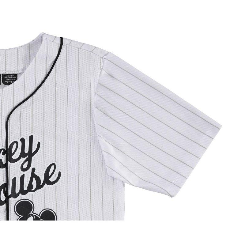 Boys Mickey Mouse Baseball Jersey - Boys Classic Mickey Mouse Mesh Button Down Baseball Jersey - Disney Mickey Mouse Fashion Shirt (White, Medium)