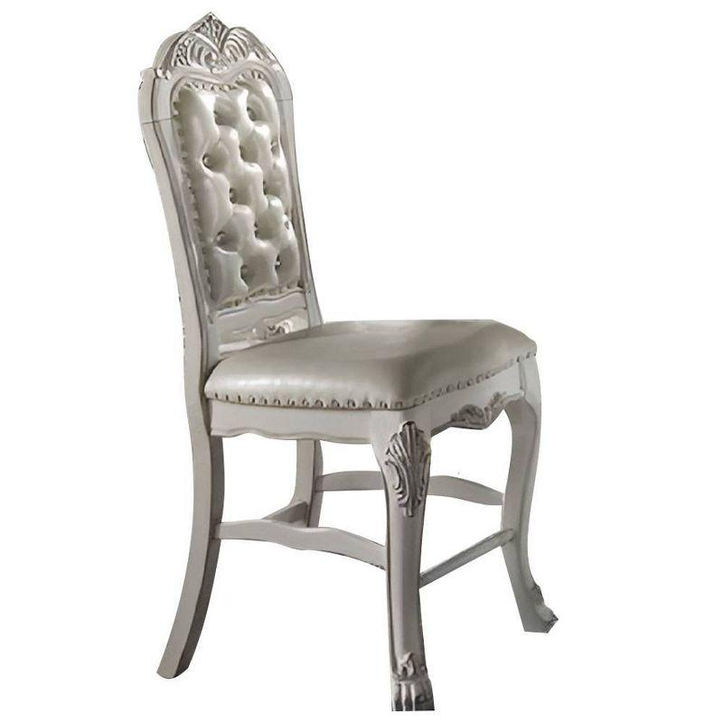 Acme Furniture 25" Dresden Dining Chair Fabric and Bone White Finish: Leather Upholstery, Wood Frame, Armrest, Spot Clean
