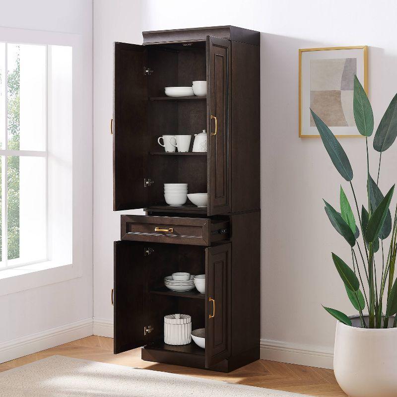 Crosley 78" Stanton Kitchen Storage Pantry Cabinet Coffee: Modular Design, 5 Adjustable Shelves, Wood Veneer
