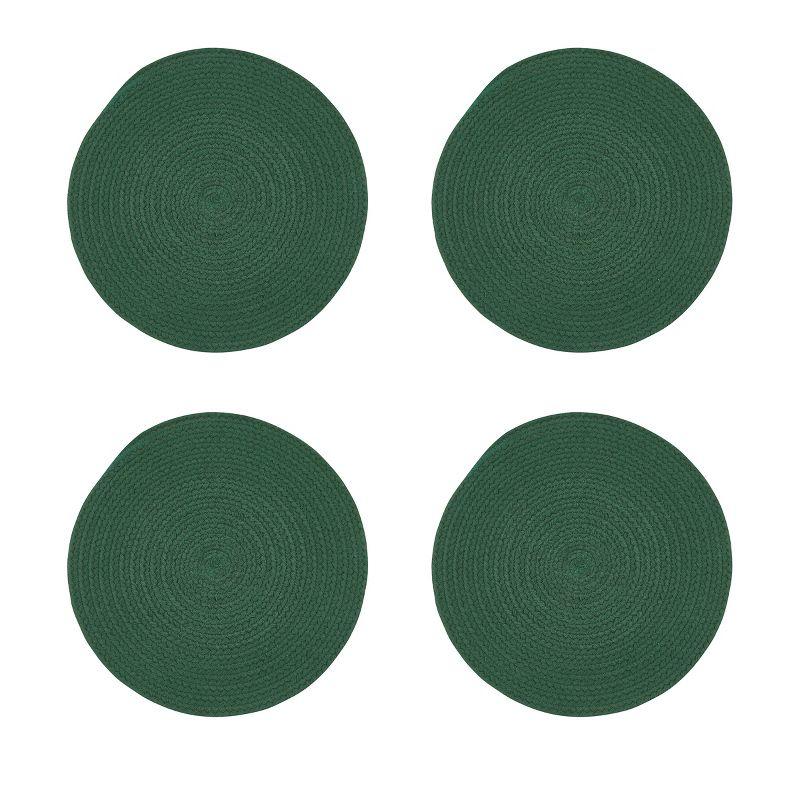 Green Round Rope Pattern Fabric Placemats, Set of 4