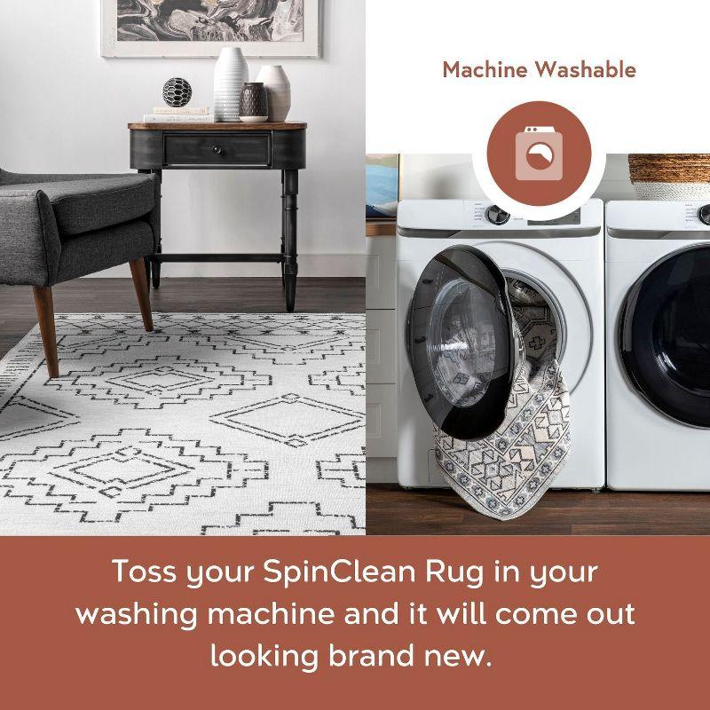 Nuloom Noa Pet Friendly Machine Washable Moroccan Area Rug, 5' x 8', White