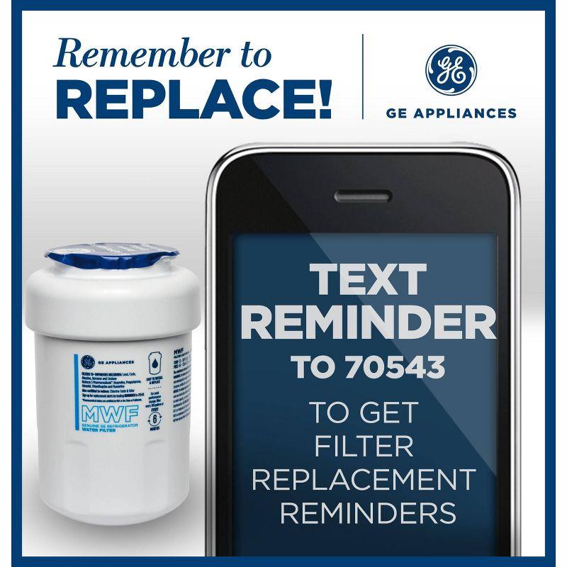 GE Appliances MWF Replacement Refrigerator Water Filter: Filters Lead, Asbestos, Chlorine, Pesticides, 1-Year Warranty