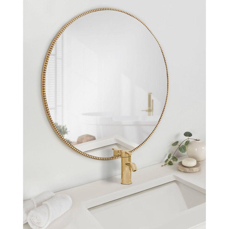 Gwendolyn Round Beaded Accent Wall Mirror Gold - Kate and Laurel