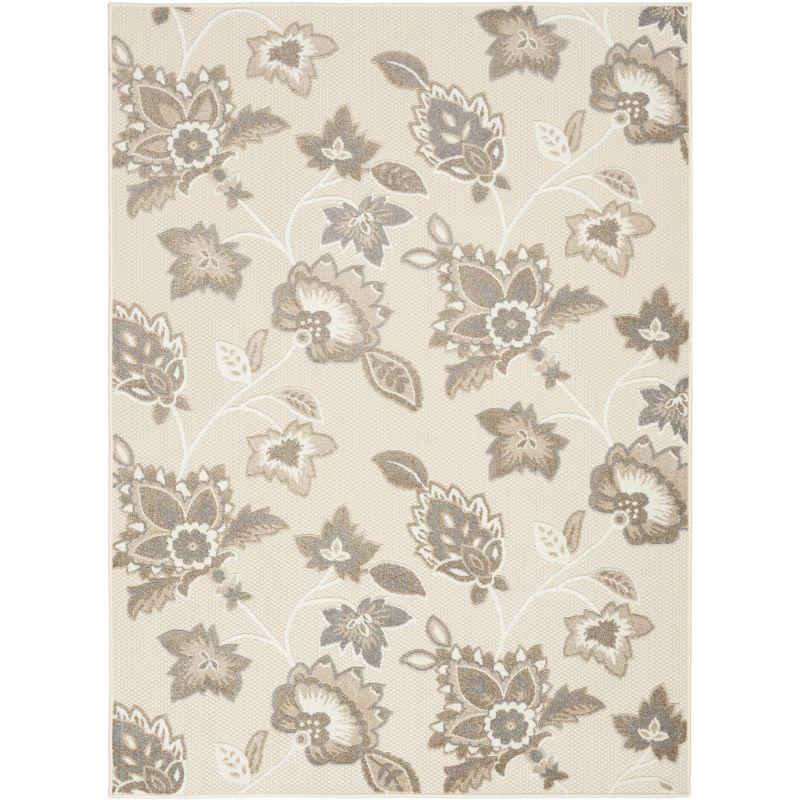 Aloha Beige 9' x 12' Floral Pattern Easy-Care Outdoor Rug