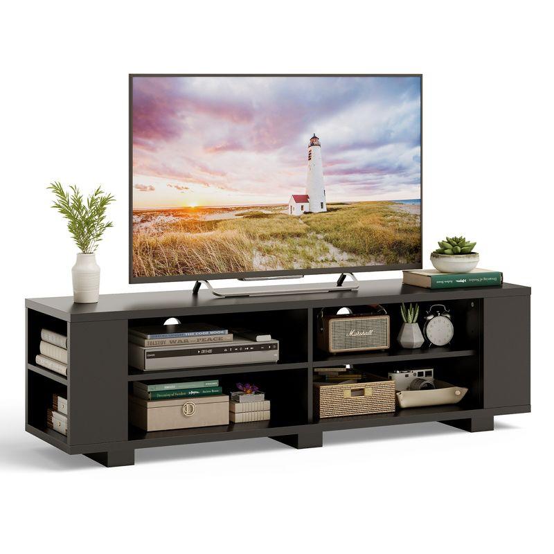 Costway 59'' Wood TV Stand Console Storage Entertainment Media Center w/ Adjustable Shelf