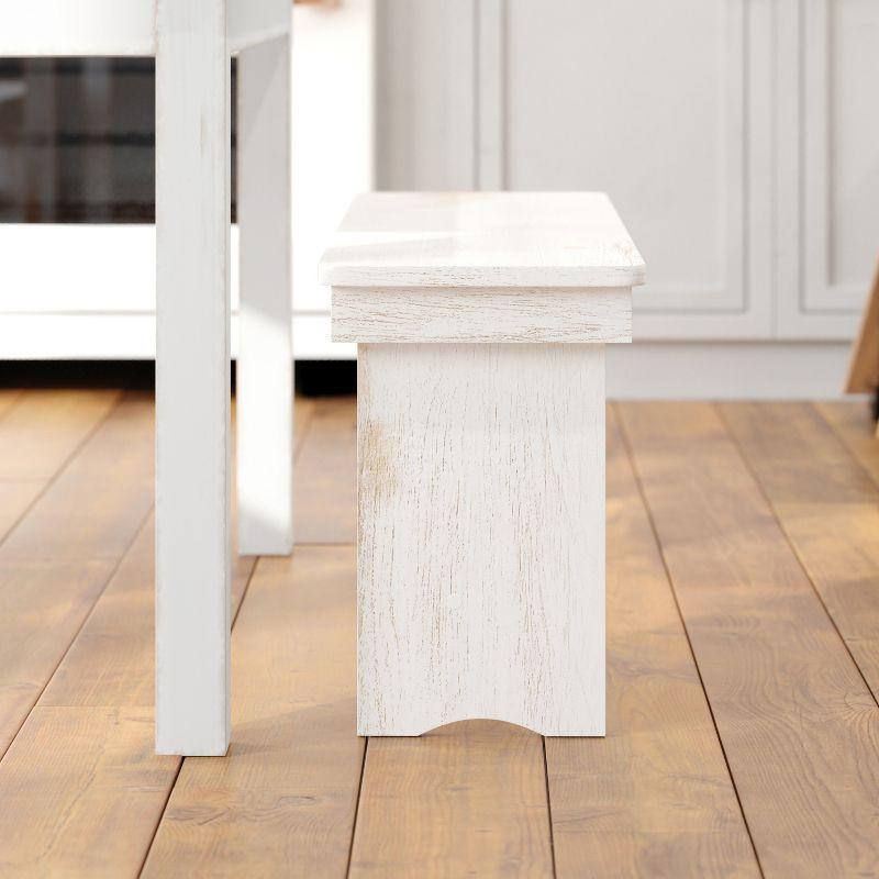 Flash Furniture HERCULES Series 40" x 12" Antique Rustic White Solid Pine Folding Farm Bench