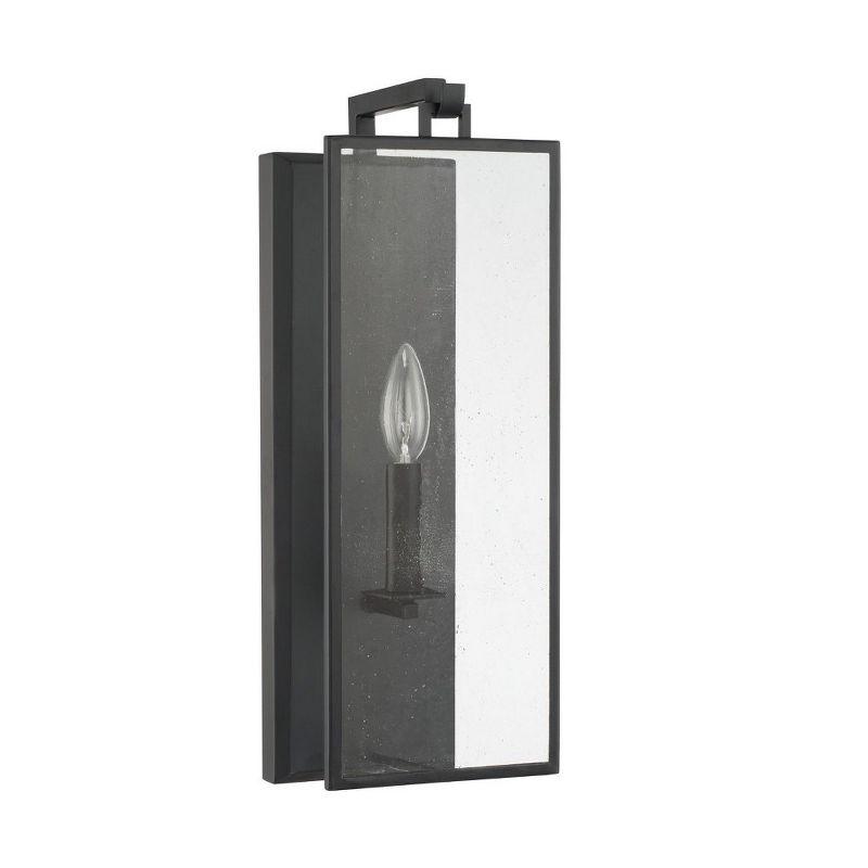 Matte Black Antiqued Glass 1-Light Wall Sconce