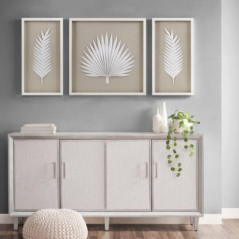 Sabal Framed Rice Paper Palm Leaves 3-piece Shadowbox Wall Décor Set