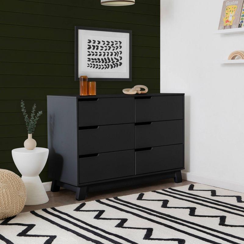 Hudson Mid-Century Modern Black 6-Drawer Double Dresser