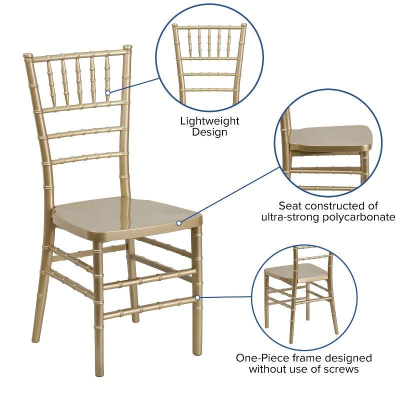 Elegant Gold Resin Chiavari Mid-Back Banquet Chair