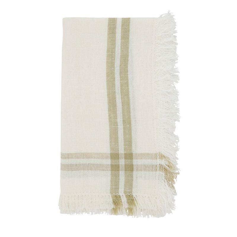Saro Bastian Collection 50% Cotton - 50% Linen Striped Rectangle Napkin (Set of 4)