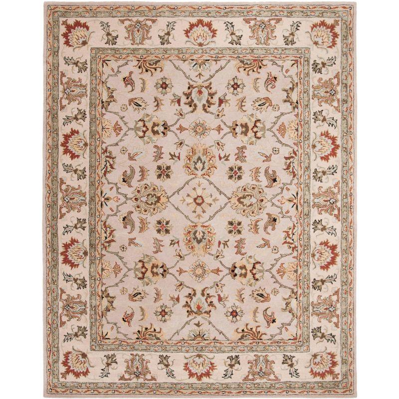 Elegant Ivory and Light Gold Hand-Tufted Wool Area Rug, 8' x 11'