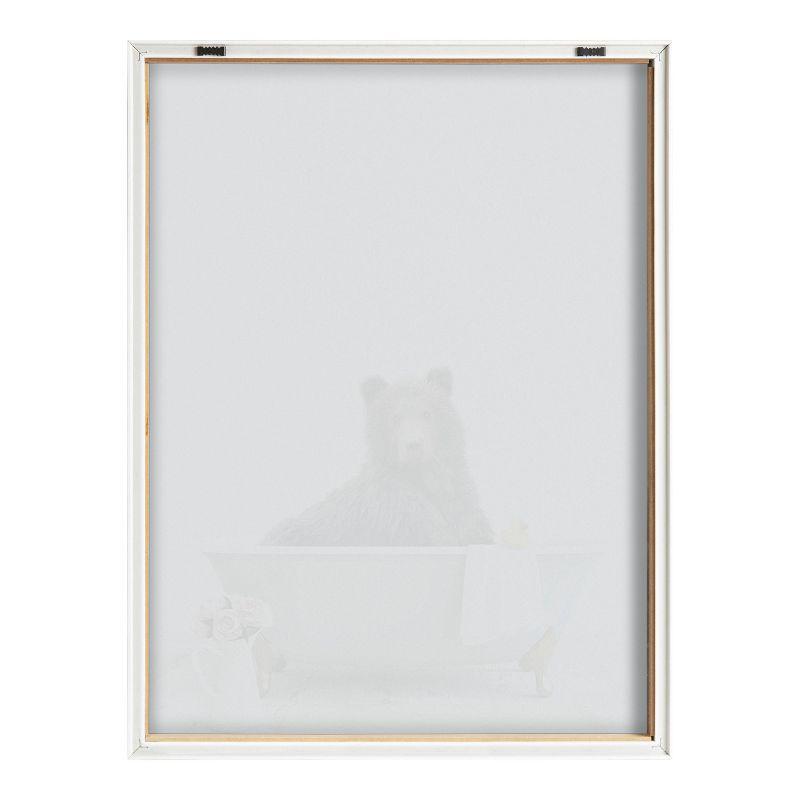 Kate & Laurel All Things Decor 18" x 24" Blake Bear Cottage Bathroom Framed Printed Glass by Amy Peterson Art Studio Natural