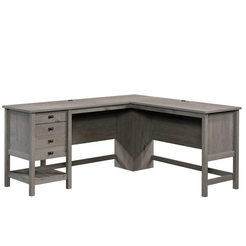 Cottage Road L-Shaped Desk Mystic Oak - Sauder: Home Office Furniture with Open Shelf & Grommets