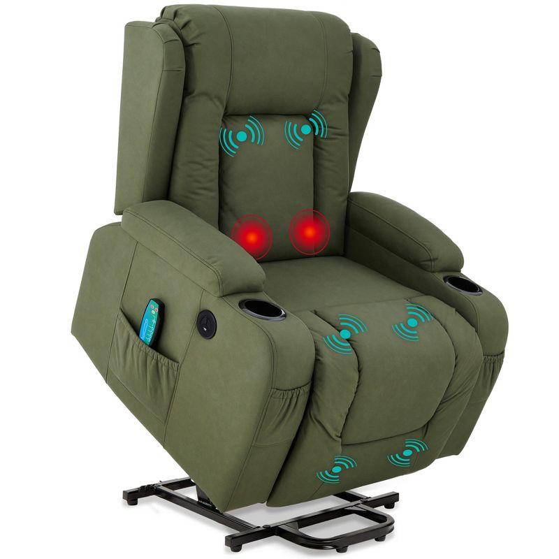 Xola Electric Power Lift Recliner Massage Chair Furniture w/ USB Port, Heat, Cupholders