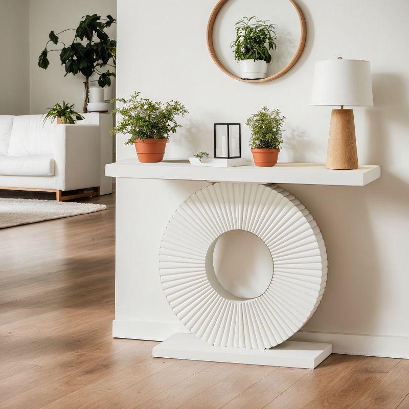 Resenkos Entryway Table, Console Sofa Table,Modern Console Table 40" Wood Sofa Table with Geometric Base,White