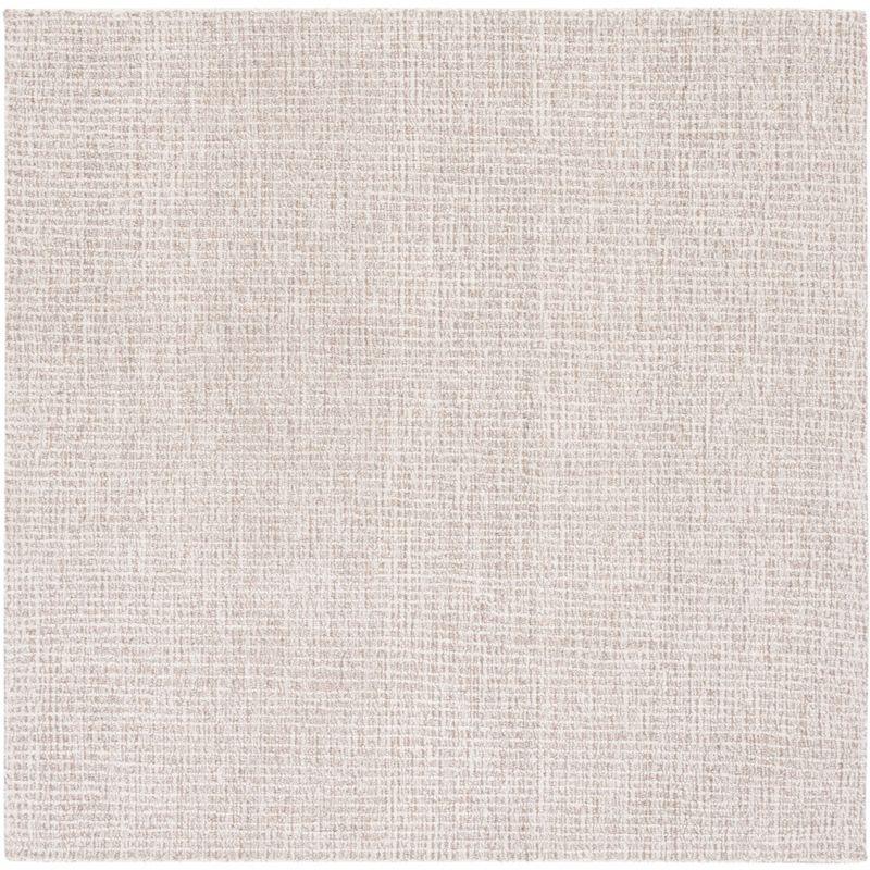 Ivory Abstract Hand-Tufted Wool Square Rug - 4' x 4'