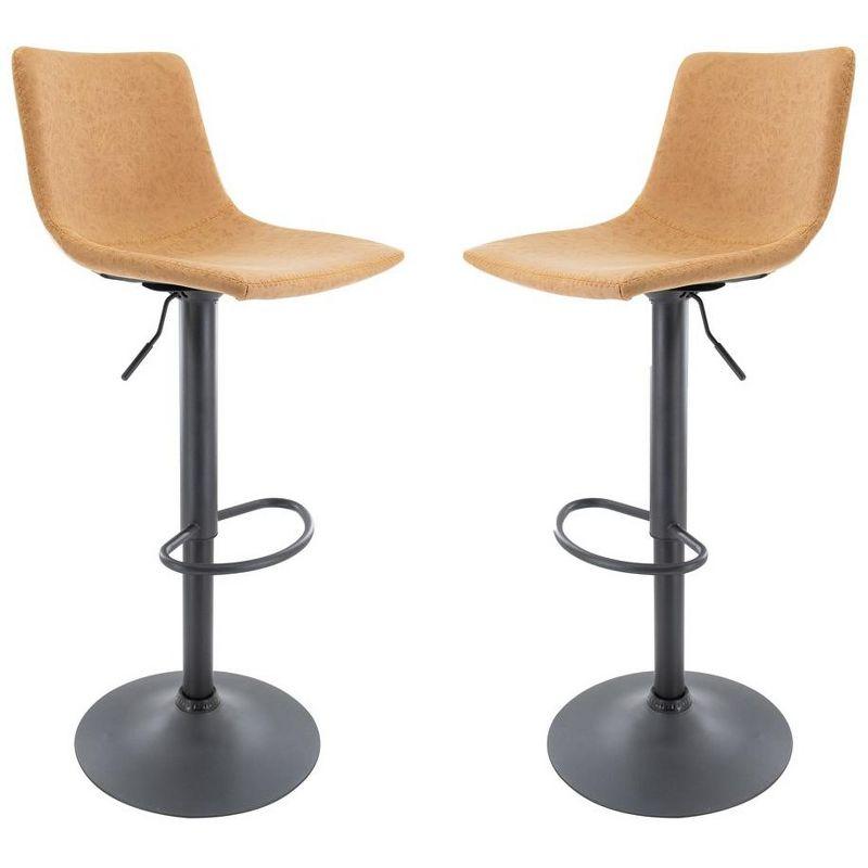 LeisureMod Tilbury Modern Adjustable Bar Stool Set of 2 with Footrest and 360-Degree Swivel, Counter Height Chairs for Kitchen Island and Home Bar