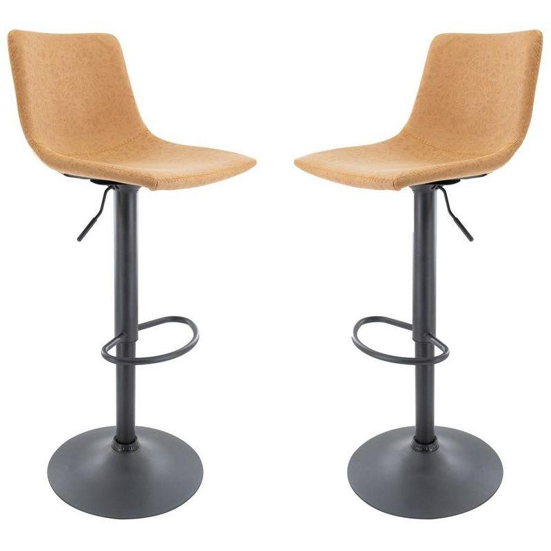 LeisureMod Tilbury Modern Adjustable Bar Stool With Footrest & 360-Degree Swivel Set of 2