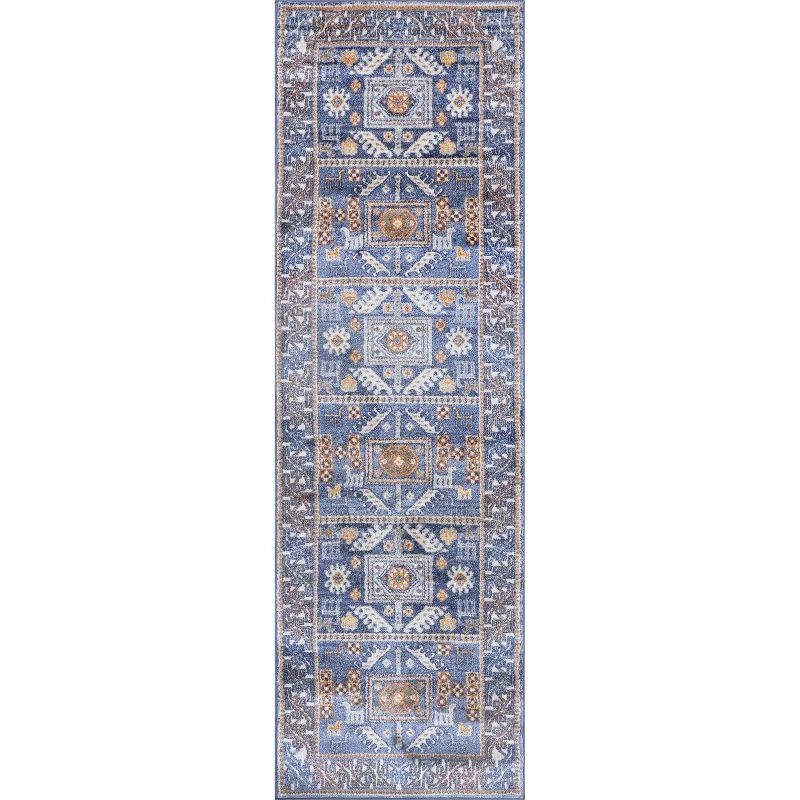 Nuloom Lorena Geometric 2x8 Runner Indoor Area Rug for Living Room Bedroom Dining Room Entryway Hallway Kitchen, Blue/Ivory