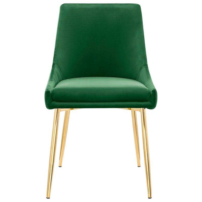 Low Parsons Side Chair in Gold Emerald Velvet with Wood & Metal