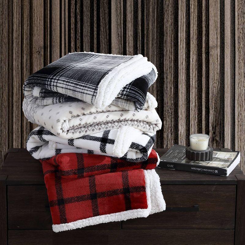 Eddie Bauer Printed Plush Fleece/Sherpa Throw Blankets