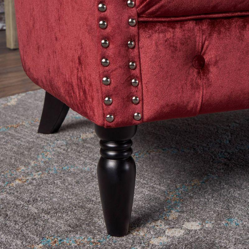 Milani Scroll Arm Loveseat Garnet: Tufted, Nailhead Trim, Polyester Upholstery - Christopher Knight Home