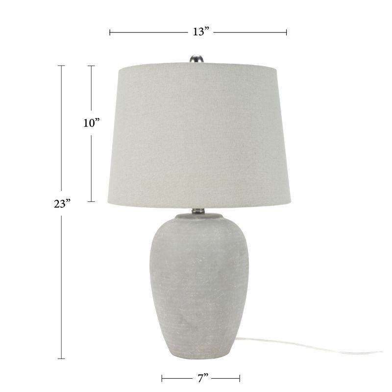 23" Grey Ceramic Urn Table Lamp with Fabric Shade